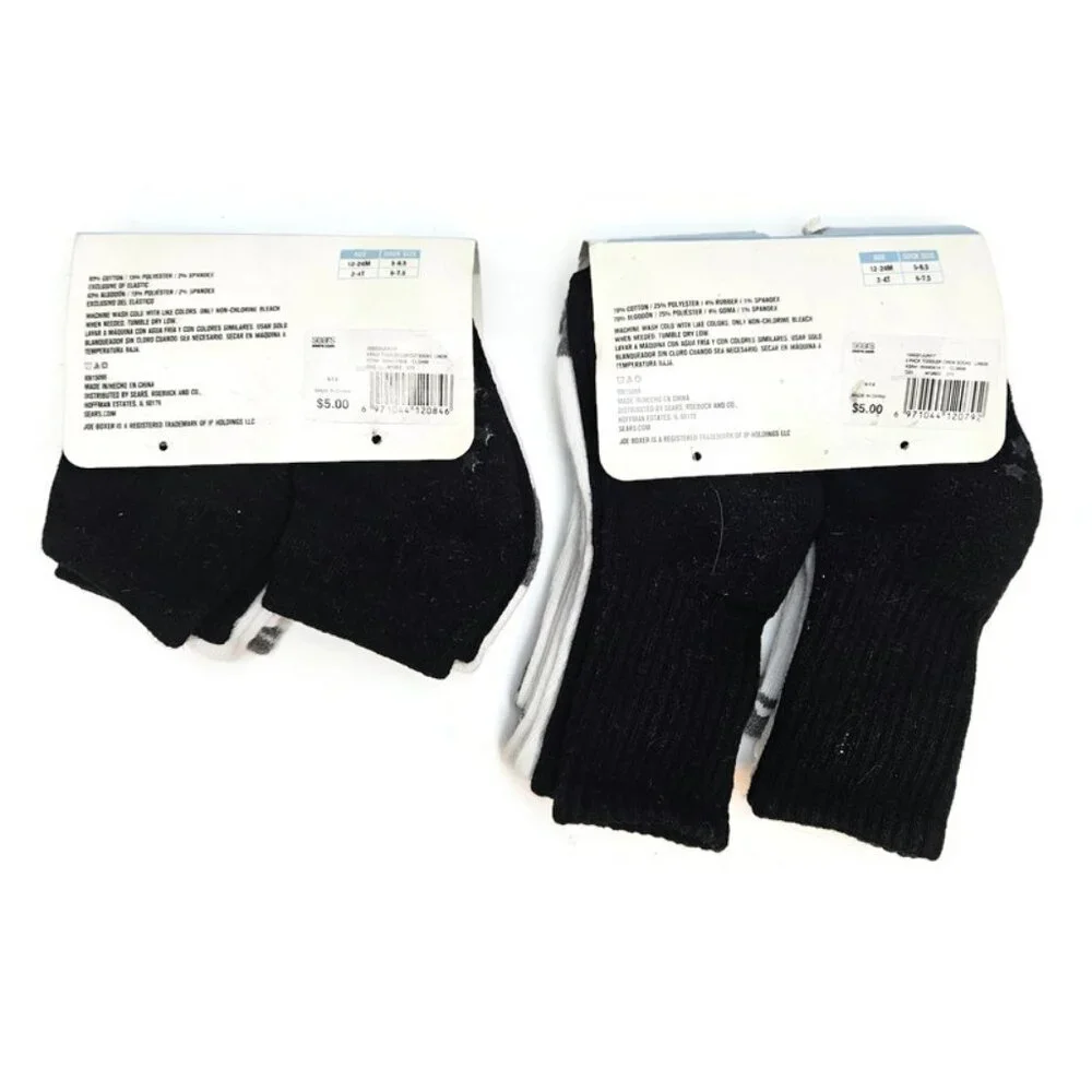 Joe Boxer Toddler Crew Socks - White and Gray